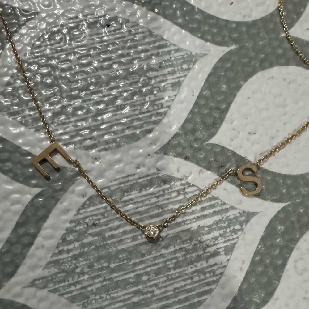 Solid 14k Yellow Gold Necklace Initials - image 1